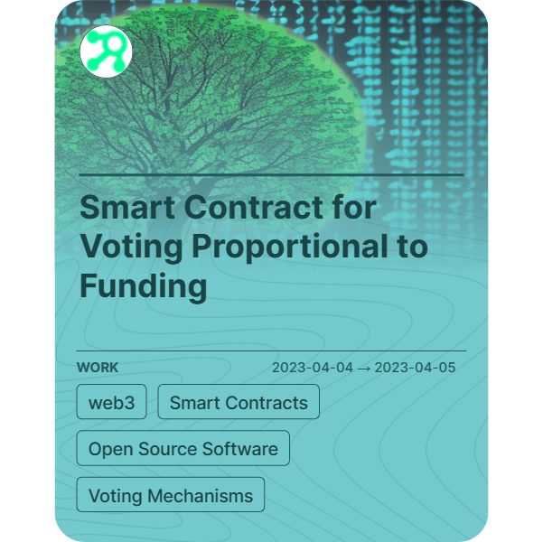 Smart Contract for Voting Proportional to Funding