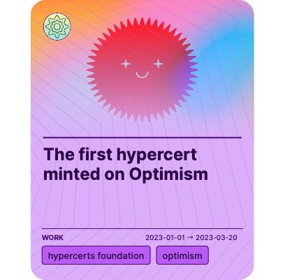 The first hypercert minted on Optimism