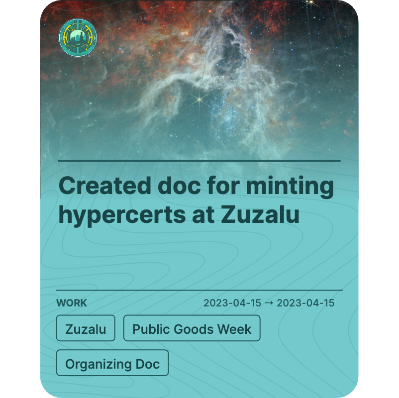 Created doc for minting hypercerts at Zuzalu