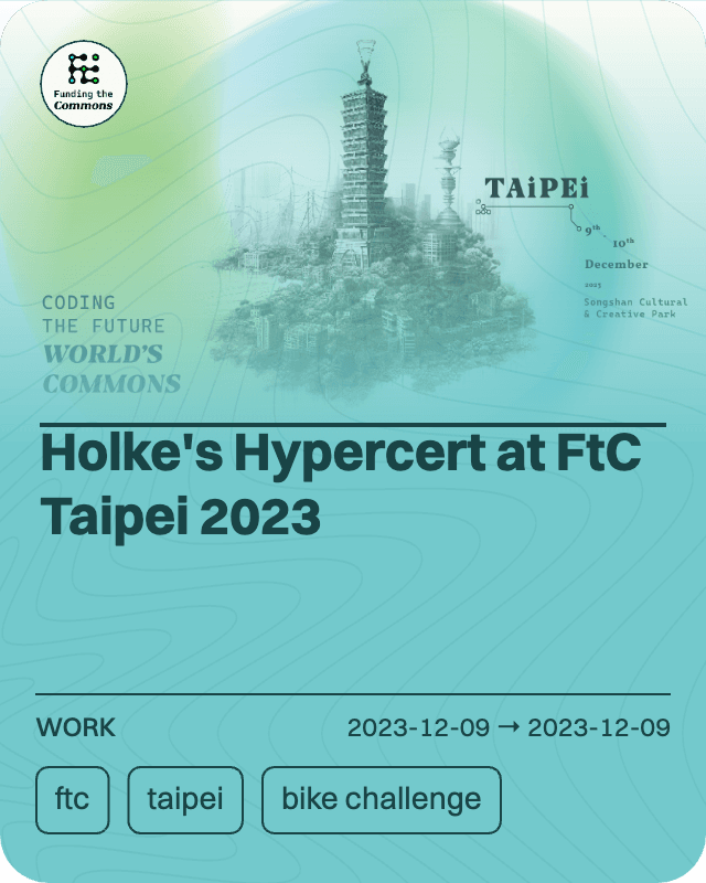 Holke's Hypercert at FtC Taipei 2023