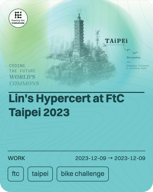 Lin's Hypercert at FtC Taipei 2023