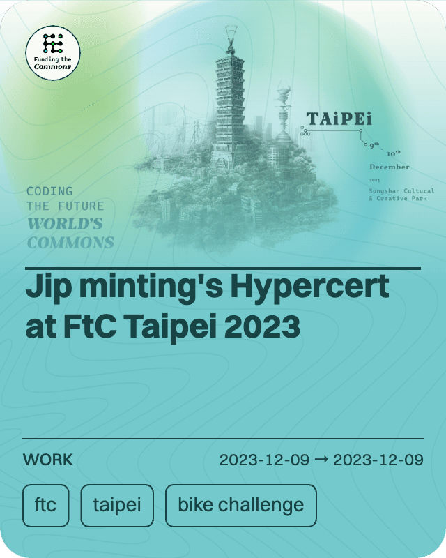 Jip minting's Hypercert at FtC Taipei 2023