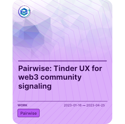 Pairwise: Tinder UX for web3 community signaling