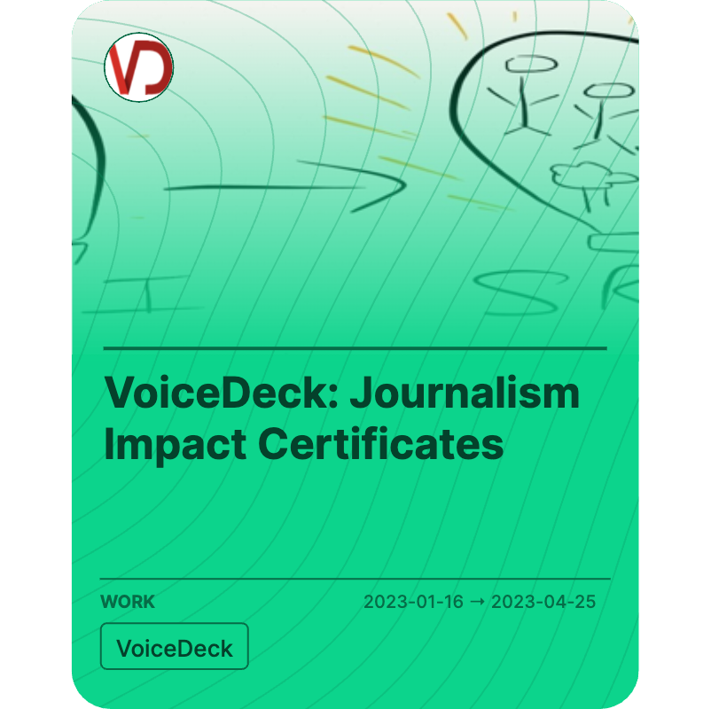 VoiceDeck: Journalism Impact Certificates