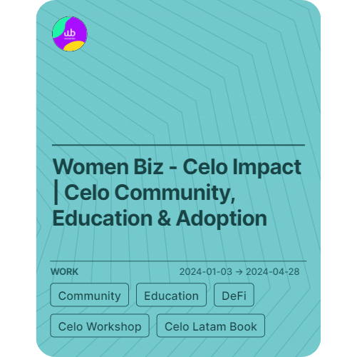 Women Biz - Celo Impact | Celo Community, Education & Adoption