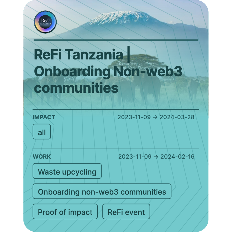 ReFi Tanzania | Onboarding Non-web3 communities